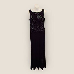 Von Bramlett Black Sleeveless Evening Gown Sequins Womens Size 10